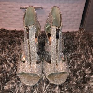 Silver sparkly high heels